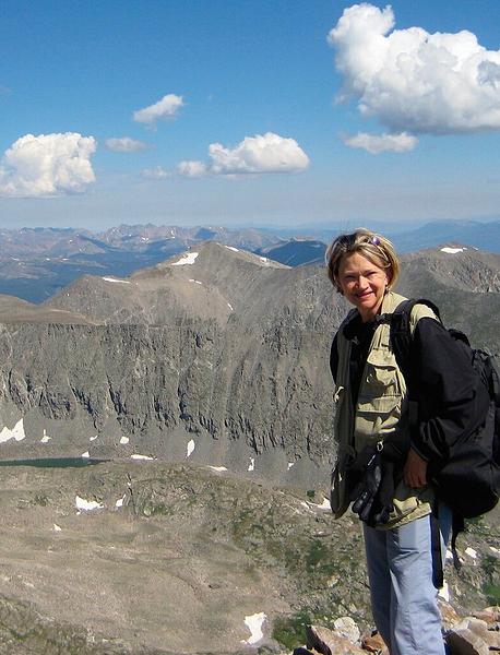 Council candidate is pictured on top of Quandary Peak, her first Fourteener (photo courtesy Jan Burton)