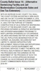 Boulder County Issue 1A: Alternative Sentencing Facility