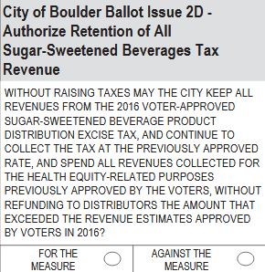 City of Boulder Ballot Issue 2D: Sugar-Sweetened Beverage Tax Revenue