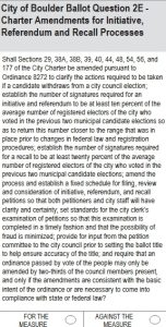 City of Boulder Ballot Question 2E: Initiative, Referendum, and Recall Process