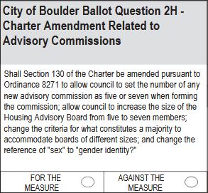 City of Boulder Ballot Question 2H: Advisory Commissions