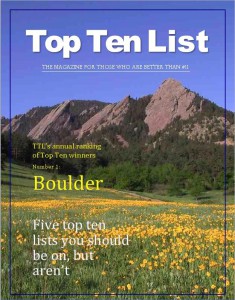 Boulder Rated #1 by Top Ten List Magazine