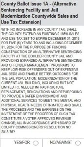 Boulder County Issue 1A: Alternative Sentencing Facility Boulder County Issue 1A: Alternative Sentencing Facility