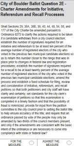 City of Boulder Ballot Question 2E: Initiative, Referendum, and Recall Process City of Boulder Ballot Question 2E: Initiative, Referendum, and Recall Process